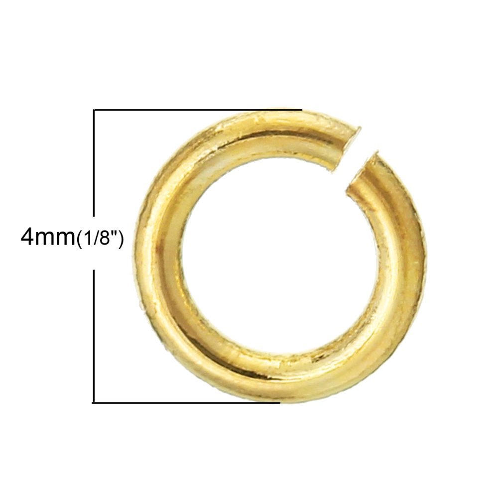 10 anillos de unión abiertos 04 mm chapados en oro de 18 quilates N°01