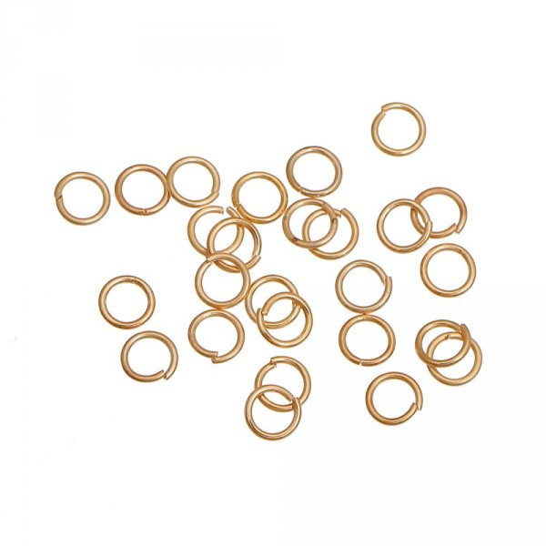10 anillos de uni&oacute;n abiertos 06 mm 01 chapados en oro de 14 quilates