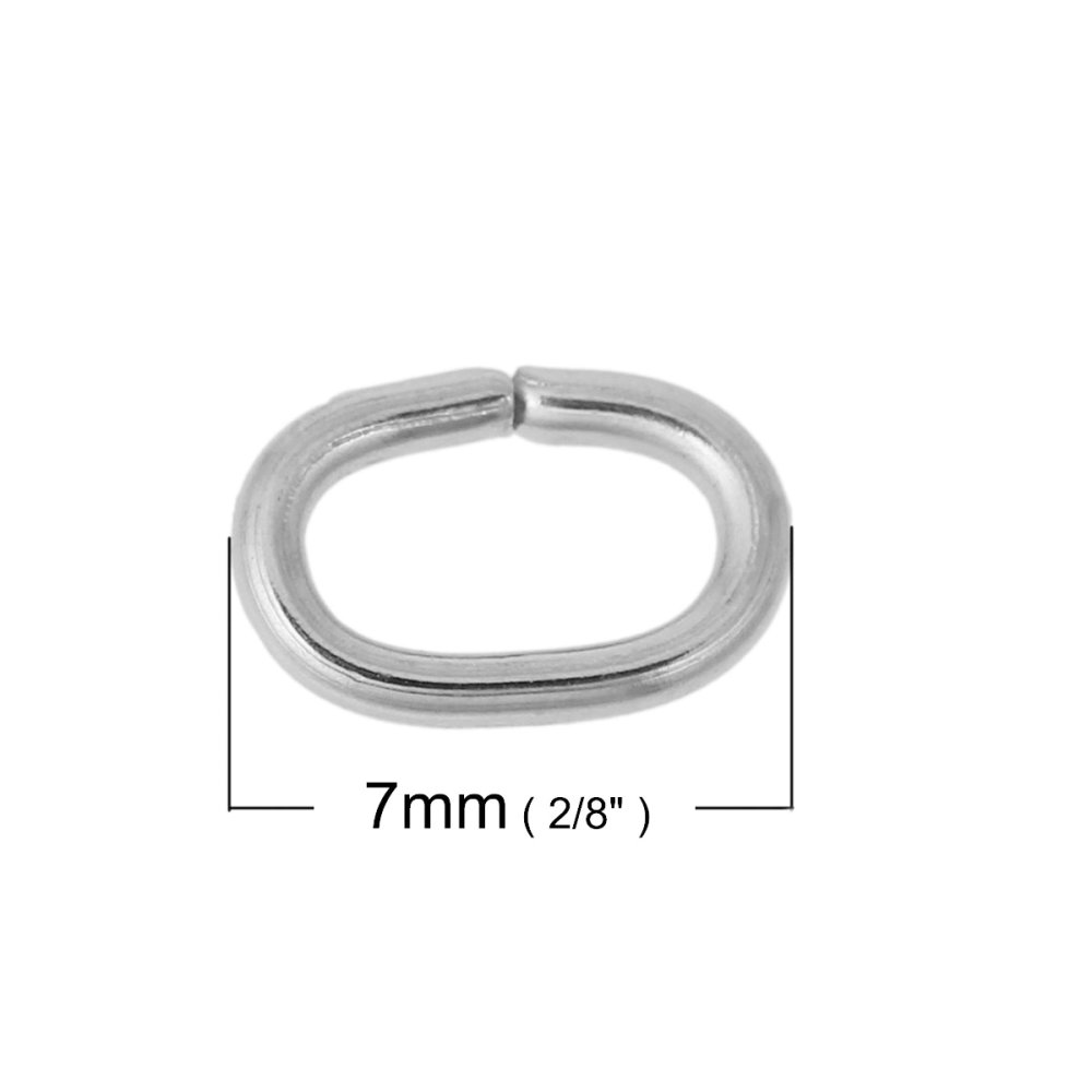 10 Anillos de unión ovalados abiertos 07 X 5 mm Acero inoxidable