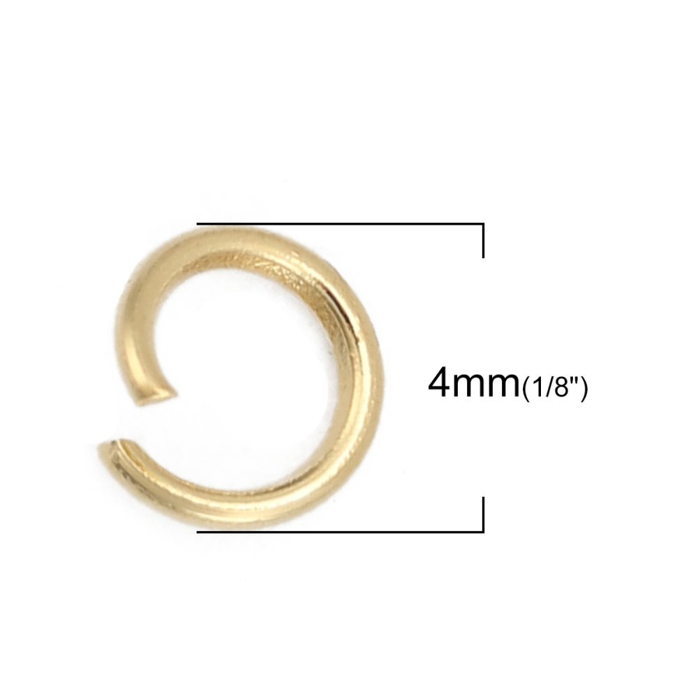 10 Anillos de unión abiertos 04 mm Acero inoxidable chapado en oro