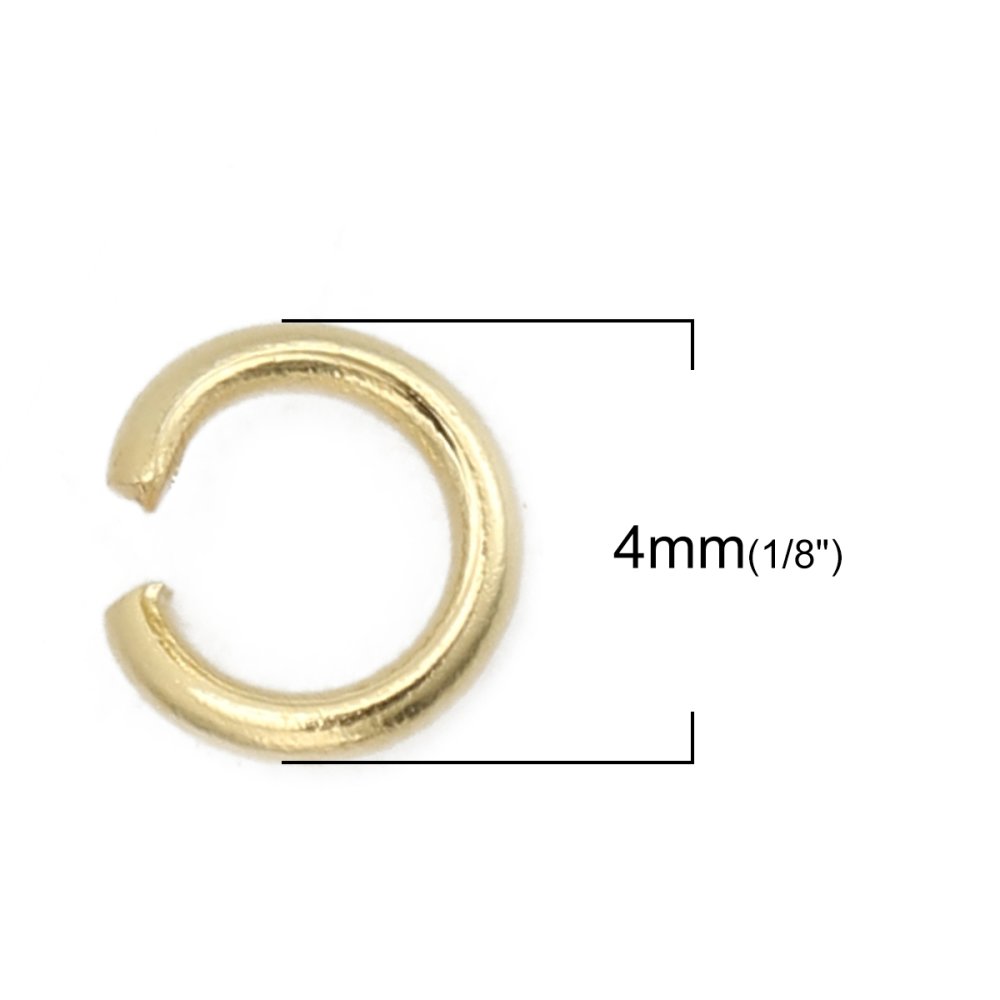 10 Anillos de unión abiertos 04 mm Acero inoxidable dorado nº 02