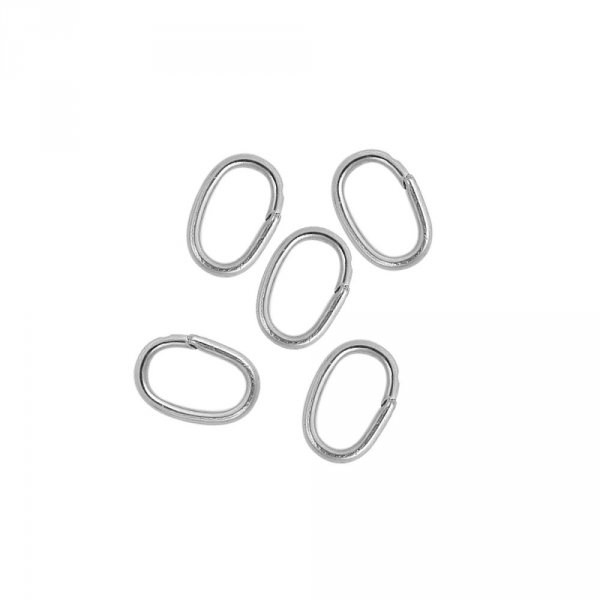 10 Anillos de uni&oacute;n ovalados abiertos 07 X 4 mm Acero inoxidable