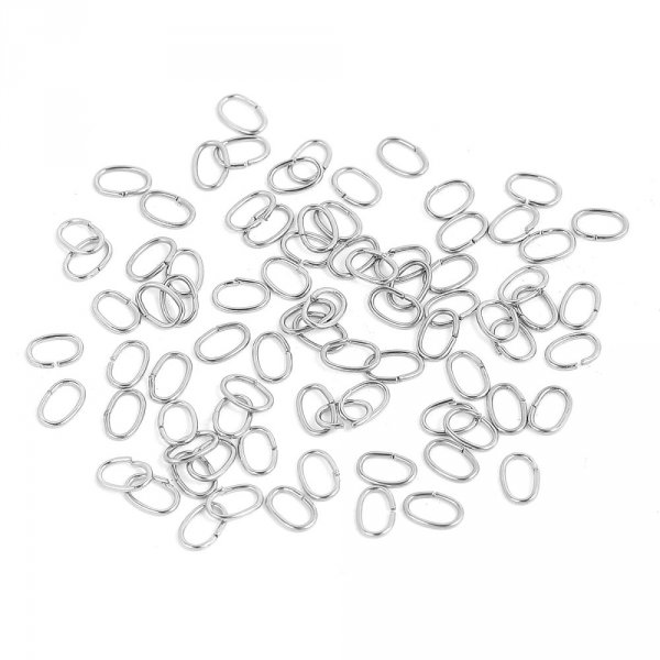 10 Anillos de uni&oacute;n ovalados abiertos 07 X 4 mm Acero inoxidable