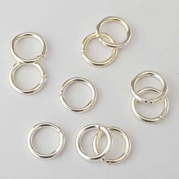 10 Anneaux de jonction ouvert 10 mm En Zamak ( plaqu&eacute; Argent)