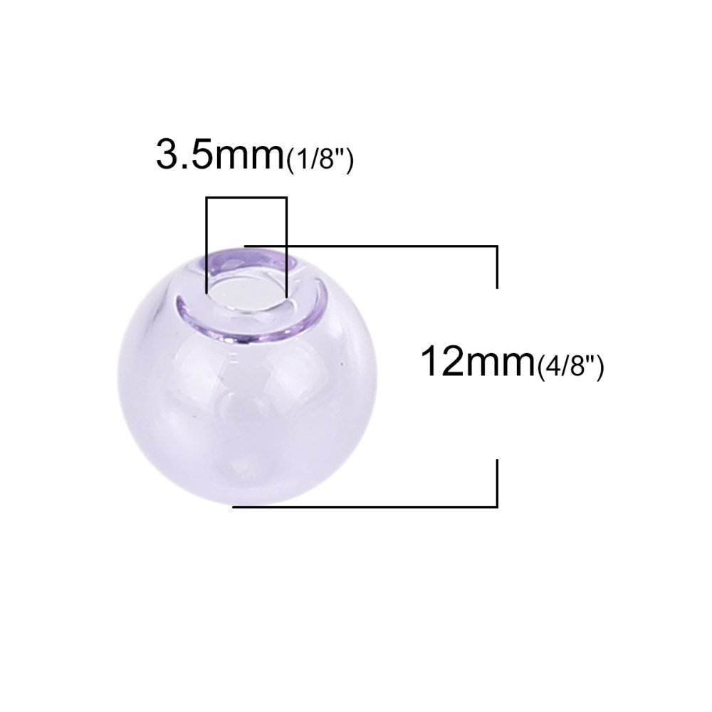 10 Bolas de vidrio redondas 12mm Morado para rellenar