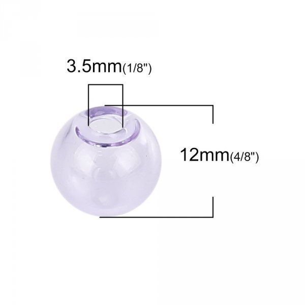 10 Bolas de vidrio redondas 12mm Morado para rellenar