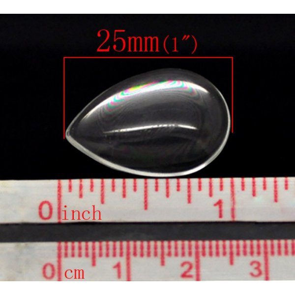 10 Cabuchones Gotas 18 x 25 mm en lupa transparente N&deg;25