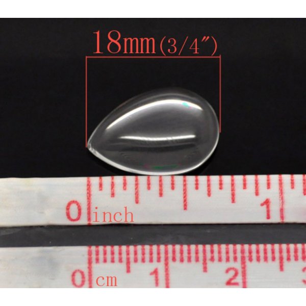 10 Cabuchones Gotas 13 x 18 mm en lupa transparente N&deg;24