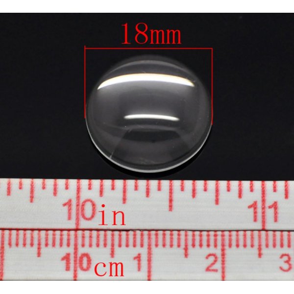 10 Cabujones Redondos 18 mm en vidrio transparente N&deg;07