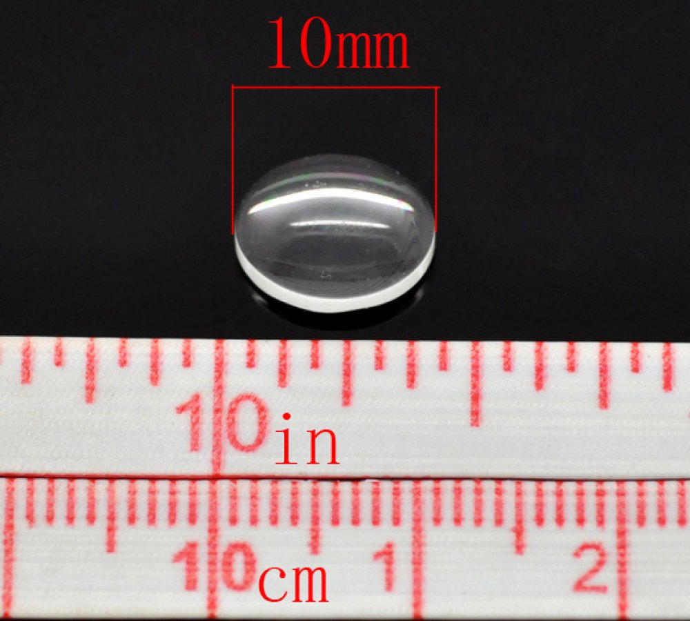 10 Cabochons Ronds 10 mm en verre loupe transparent N°02