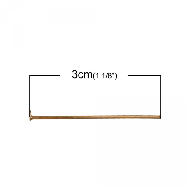 10 Clavos 30 mm cabeza plana 14K ba&ntilde;ados en oro