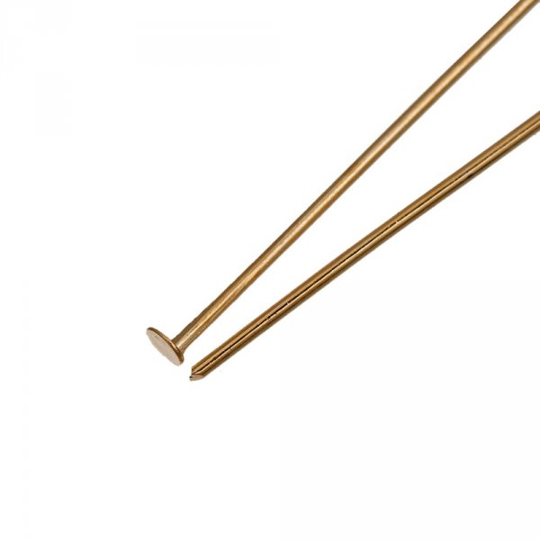 10 Clavos 30 mm cabeza plana 14K ba&ntilde;ados en oro