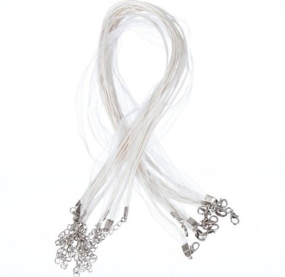 10 collares de cinta de organza y cordón encerado blanco