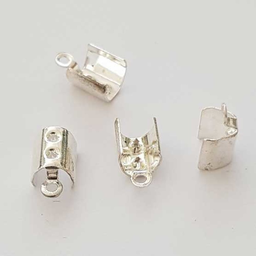 10 Embouts à coller Serres Cordons Argent 7 x 6 mm N°01