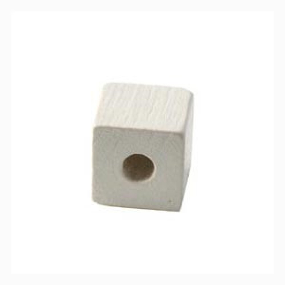 10 Cuentas de Madera Cubo / Cuadrado 10 mm Blanco