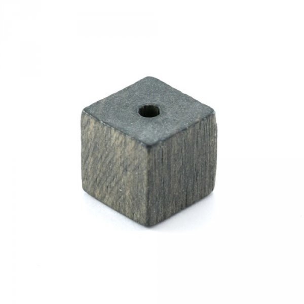 10 Cuentas de Madera Cubo / Cuadrado 10 mm Gris Oscuro