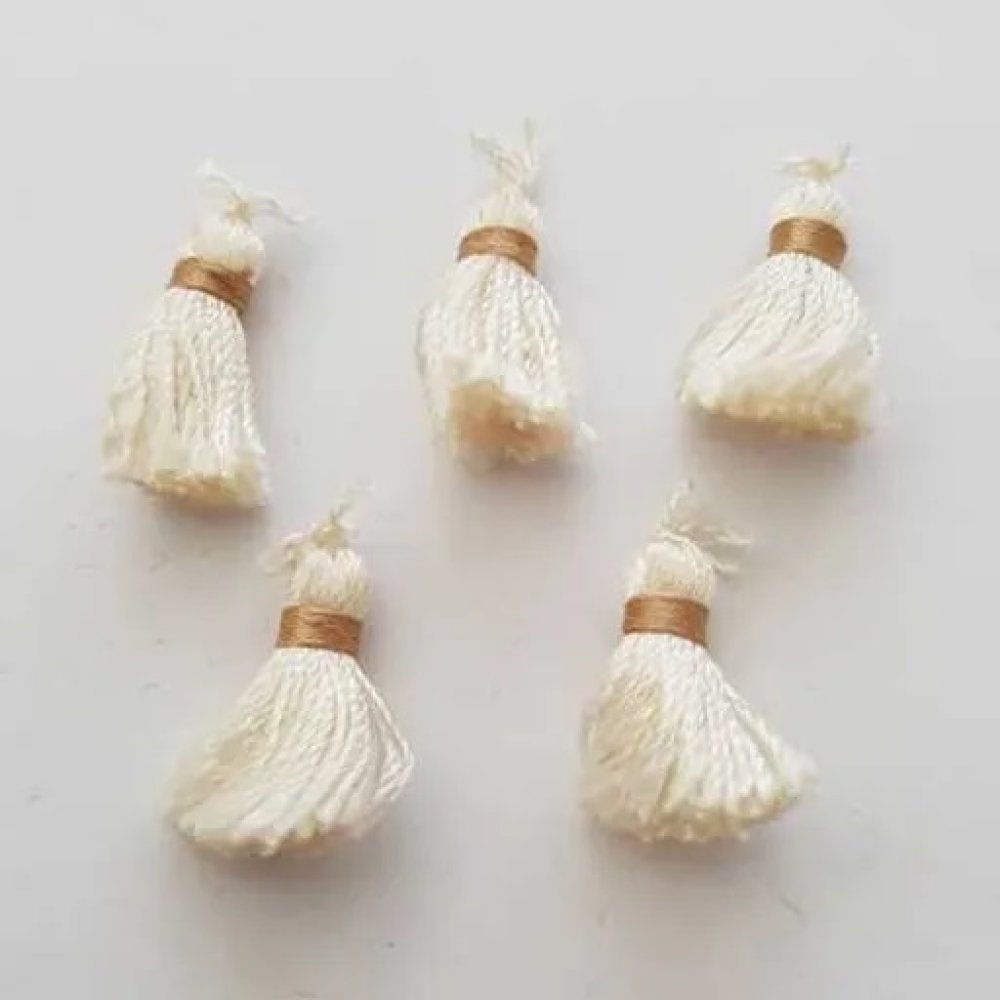 10 Pompons mini écru 1.5 cm