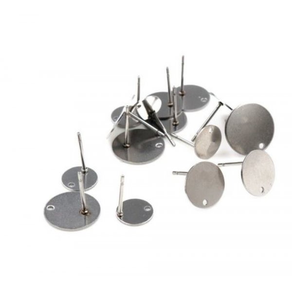 10 Supports Boucles d'oreilles puces ronde 10 mm en acier inoxydable
