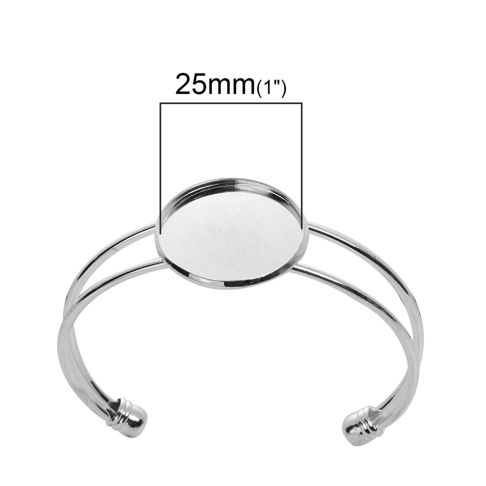 1 pulsera soporte cabujón + 1 cabujón de vidrio 25 mm N°01