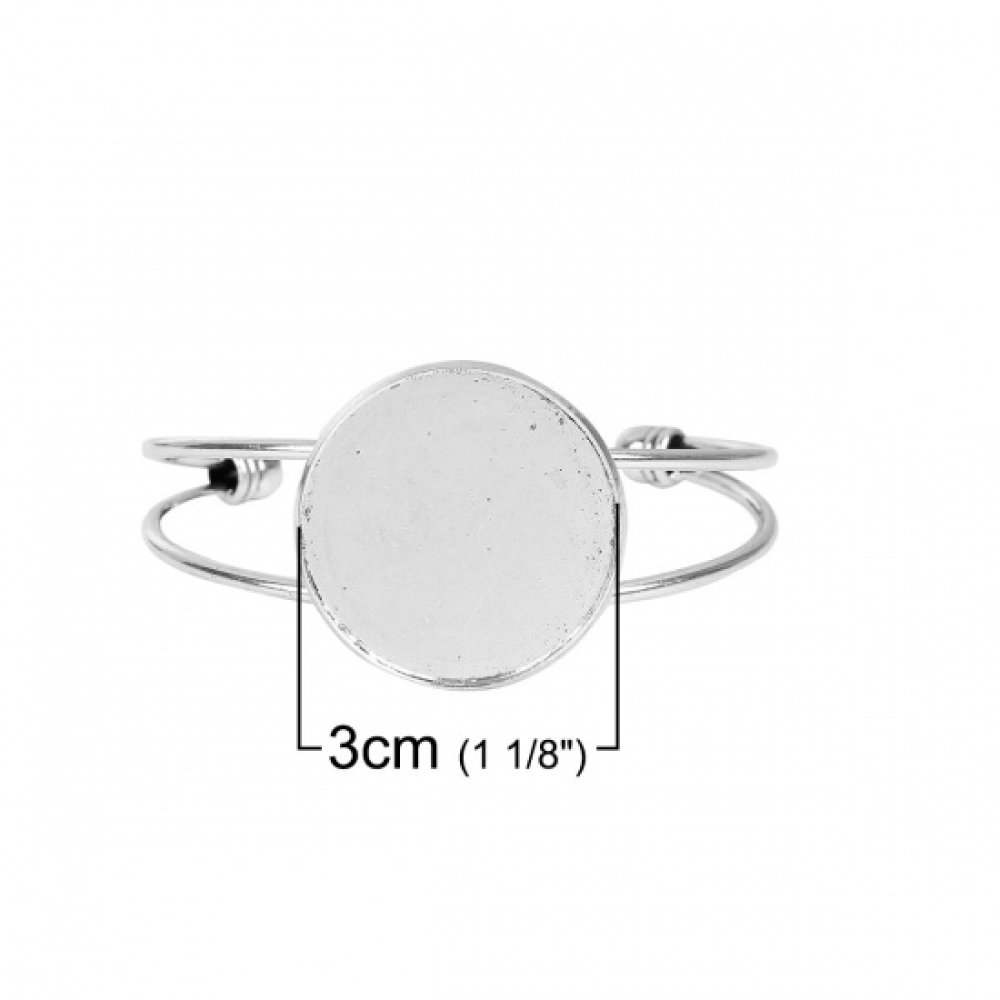 1 pulsera soporte cabujón + 1 cabujón de vidrio 30 mm N°01