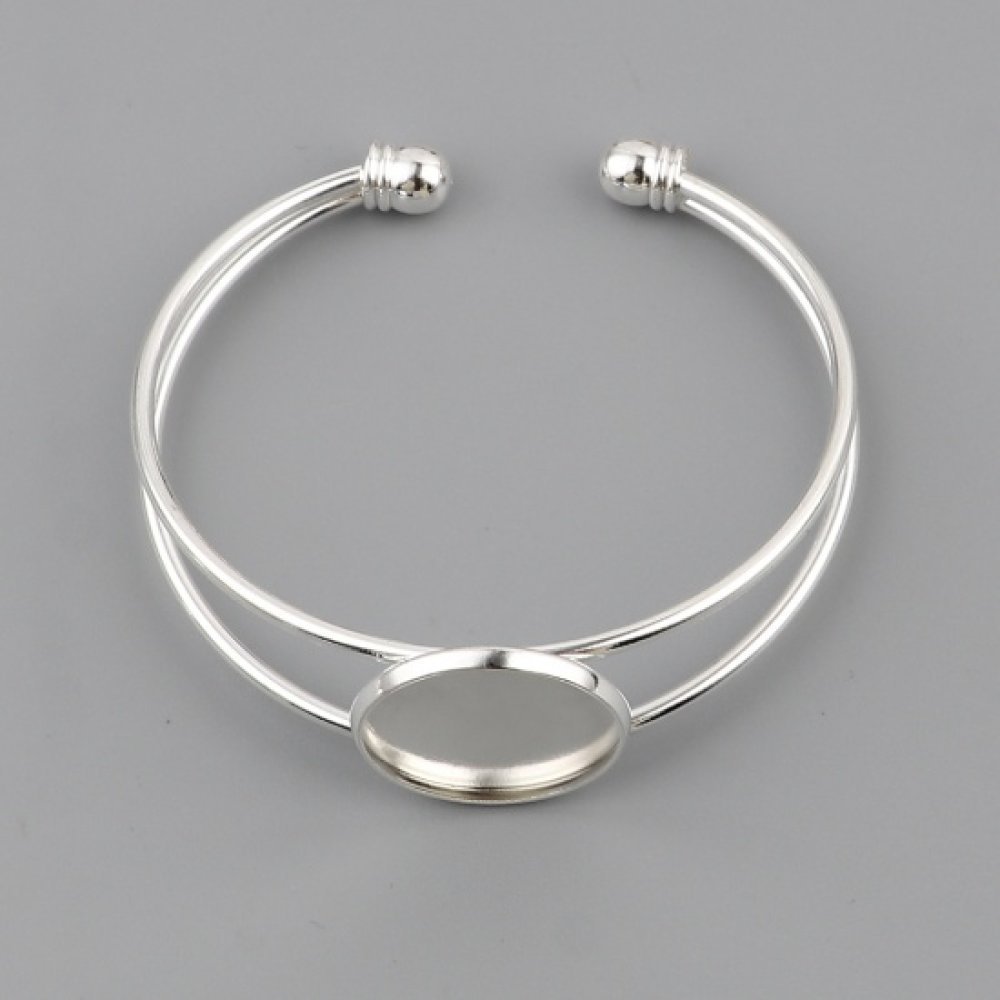 1 pulsera soporte cabujón + 1 cabujón de vidrio 20 mm N°01