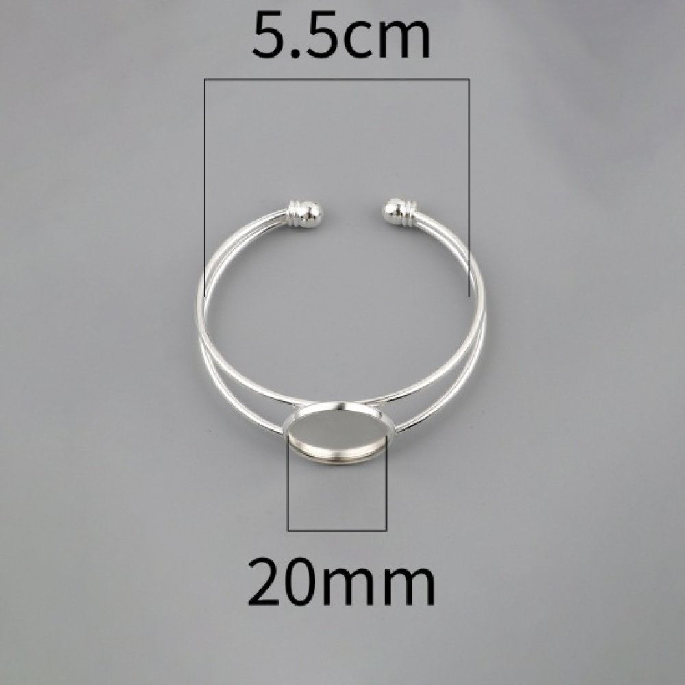 1 pulsera soporte cabujón + 1 cabujón de vidrio 20 mm N°01