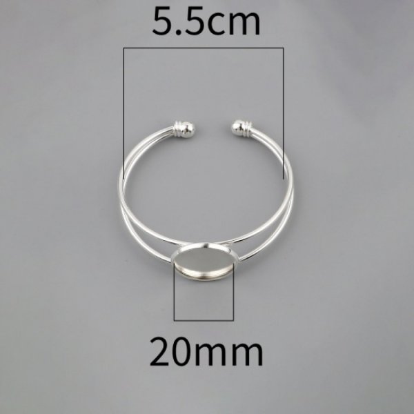 1 pulsera soporte cabuj&oacute;n + 1 cabuj&oacute;n de vidrio 20 mm N&deg;01