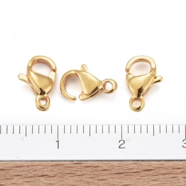 1 Cierre de acero inoxidable Chapado en oro de 24K Cierre de langosta 9 x 6 mm Oro
