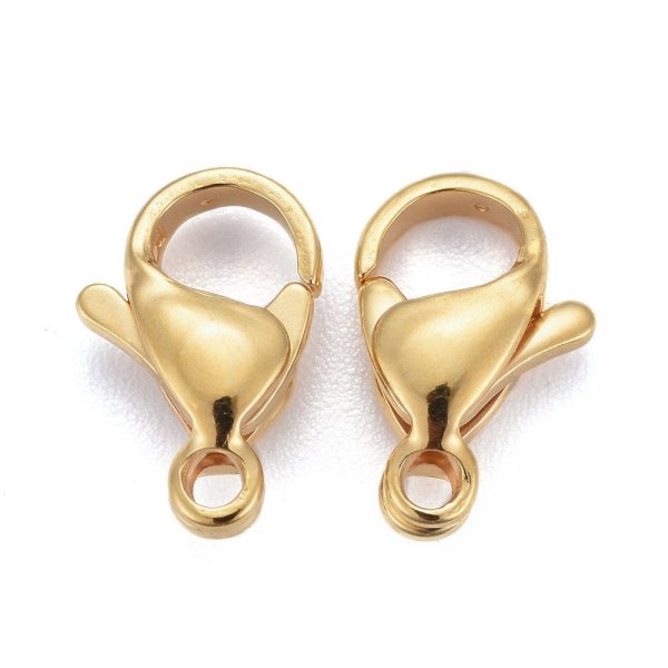 1 Fermoir Acier Inoxydable Plaqu&eacute; Or 24K Mousqueton 11 x 7 mm Dor&eacute;