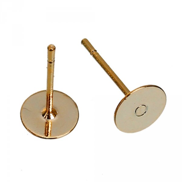 1 Par de pendientes redondos chip de 6 mm ba&ntilde;ados en Oro de 14K N&deg;01