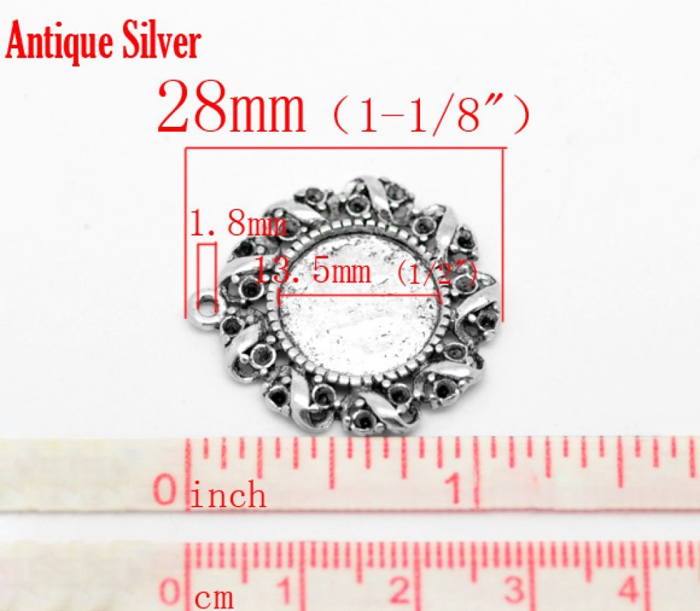 1 soporte para cabujón 14 mm N°01 Plata