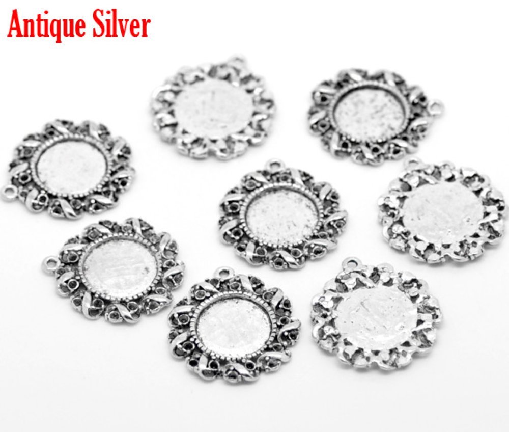 1 soporte para cabujón 14 mm N°01 Plata