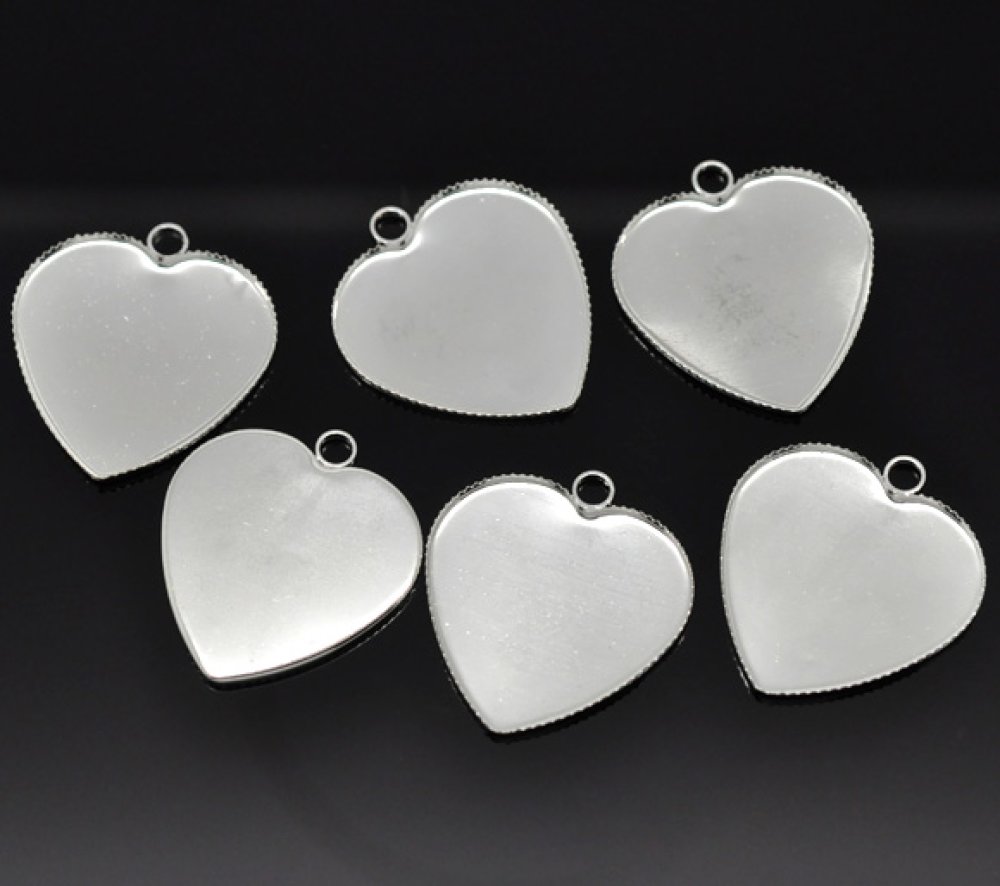 1 soporte cabujón Corazón N°05 Plata