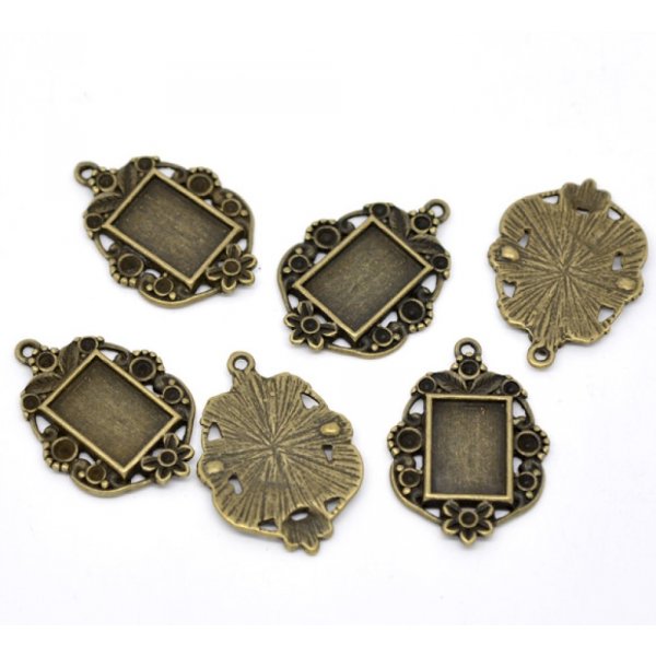 1 soporte rectangular para cabujones N&deg;03 Bronce