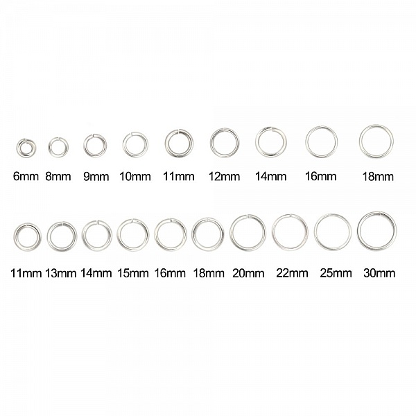 20 Anillos de uni&oacute;n abiertos 09 mm Inoxidable