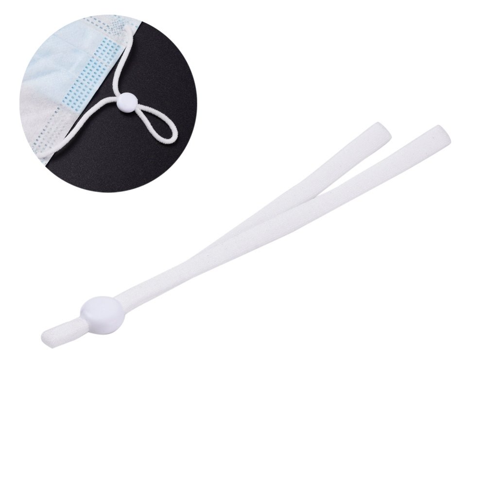 20 cintas de cordón elástico blanco con hebilla ajustable para máscara.