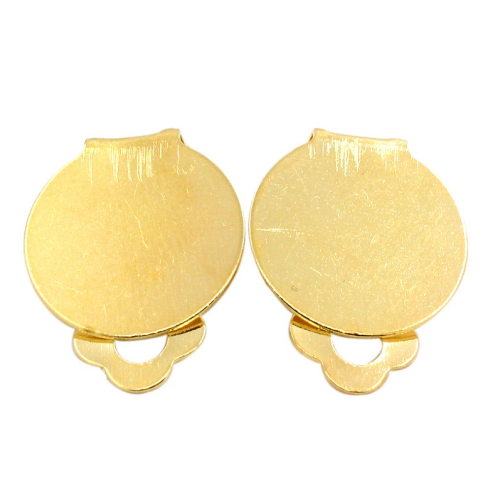 20 Pendientes Clips Meseta 15 mm Oro