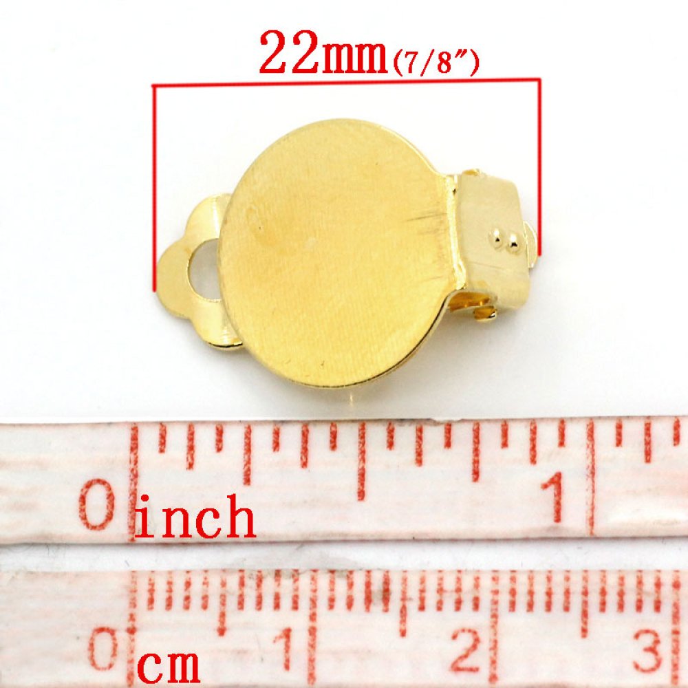 20 Pendientes Clips Meseta 15 mm Oro