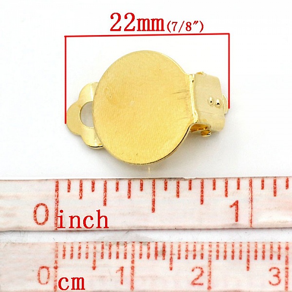 20 Pendientes Clips Meseta 15 mm Oro