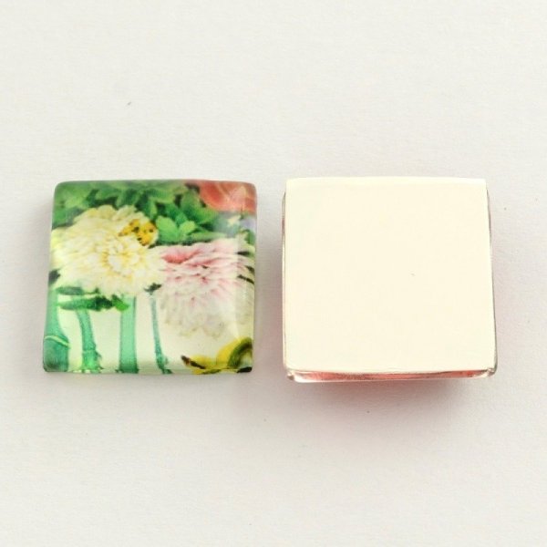 20 cabujones de vidrio cuadrados 20 mm surtidos Flores S-22-20-17