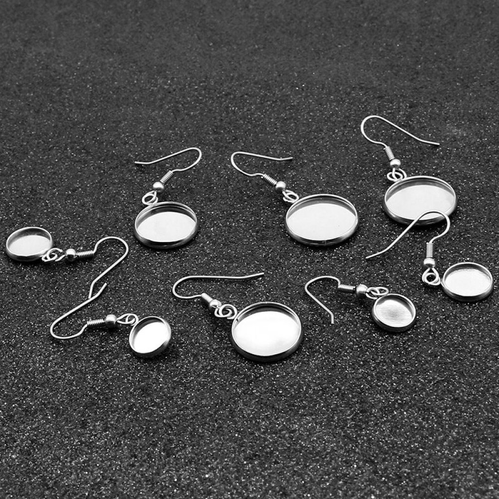 20 portapendientes 12 mm N°06 Plata envejecida