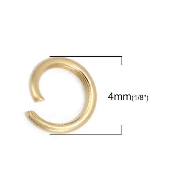 2 Anillos de uni&oacute;n abiertos 04 mm Acero inoxidable chapado en oro