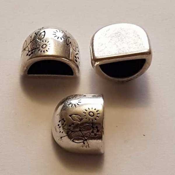 2 Embouts de finition pour cordon demi rond de 10 x 5 mm Argent N&deg;01