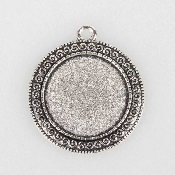 2 x 25mm plata cabuj&oacute;n titulares, cabuj&oacute;n colgantes 52AS 