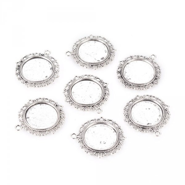 2 x 20mm plata cabuj&oacute;n titulares, cabuj&oacute;n colgantes 15290AS