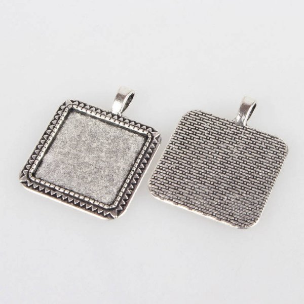 2 x 25mm plata cabuj&oacute;n titulares, cabuj&oacute;n colgantes 05AS 