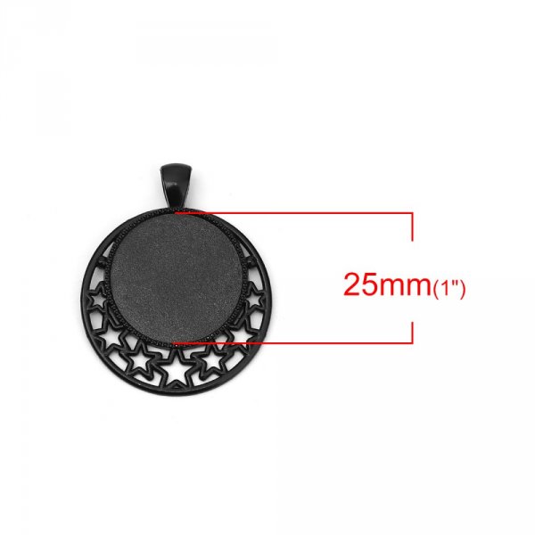2 x 25mm Negro cabuj&oacute;n titulares, cabuj&oacute;n colgantes 8501