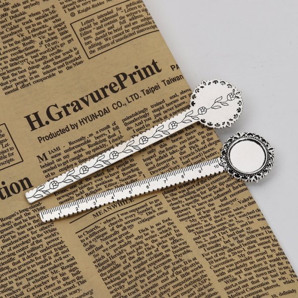 3 marcap&aacute;ginas regla cabuj&oacute;n 20 mm N&deg;01 Plata envejecida