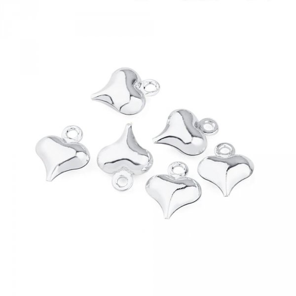 5 Breloques Acier inoxydable Argent Clair C&oelig;ur N&deg;02