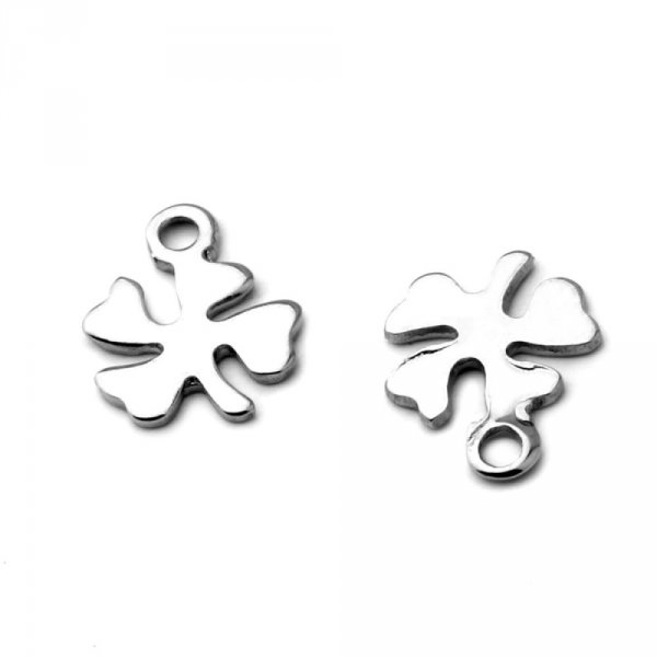 5 Breloques en Acier Inoxydable fleur N&deg;03 argent 10.5 x 8mm